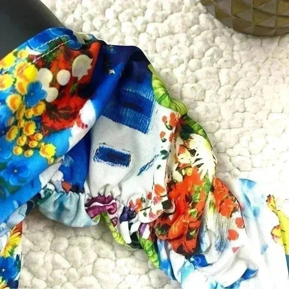 Boston Proper Cold Shoulder Rouge 3/4 Sleeve Cowl Neckline Tropical Top Size XS - Picture 5 of 15